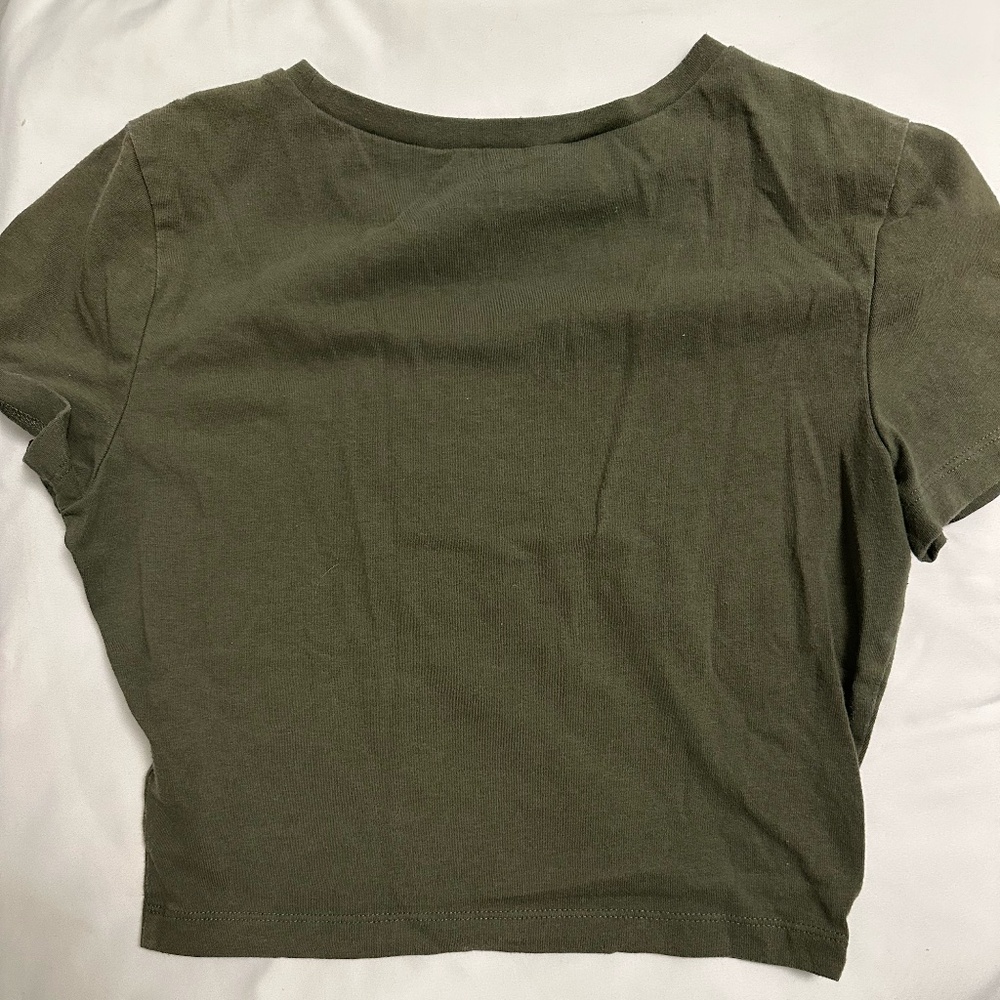 Wild Fable Olive Green Bodycon Cropped T-Shirt, Small